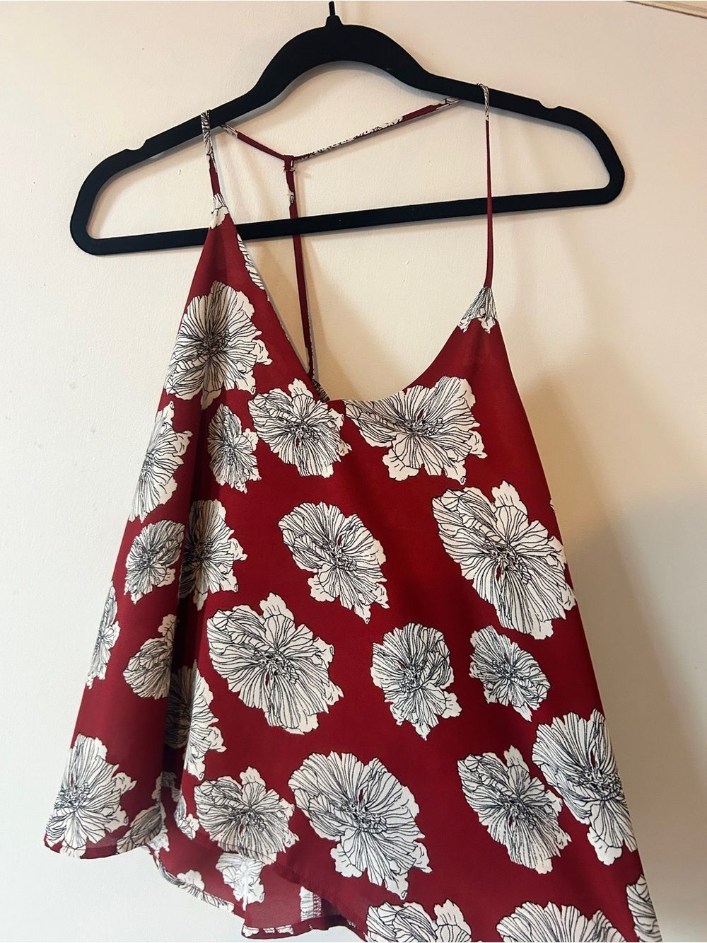 Anthropologie Red Floral Silk Tank Top